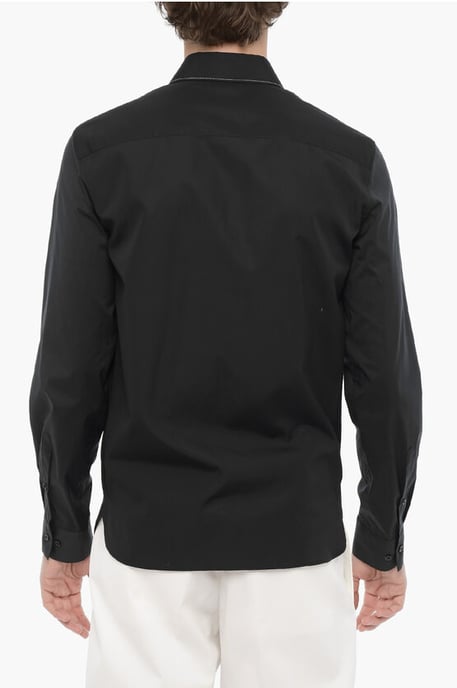 Slim Fit CUT OUT BOLT overhemd met verborgen knoopsluiting in zwart - Image 2