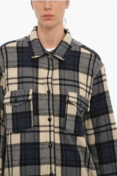 Ruitjesmotief EXPLORER Overshirt met dubbele borstzak en in blauw - Image 3