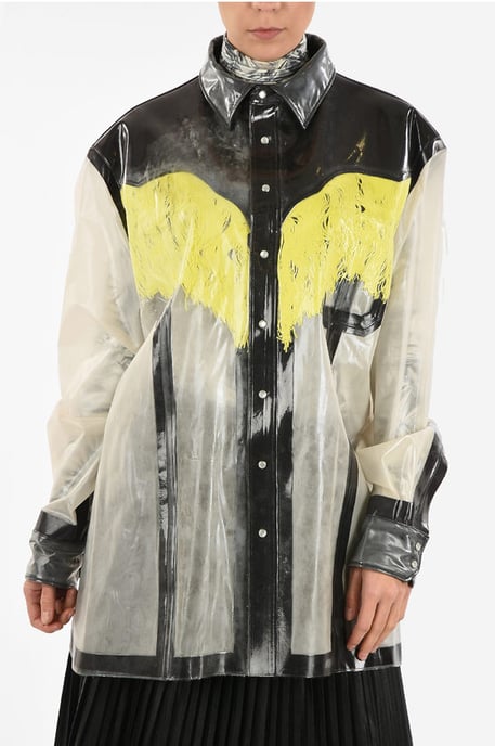 MM0 Lak Oversize Overhemd met Drukknoop in Wit, Grijs - Image 1