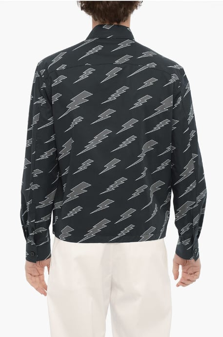 Bedrukt overshirt met ritssluiting in blauw - Image 2