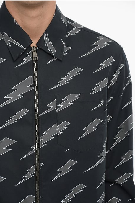 Bedrukt overshirt met ritssluiting in blauw - Image 3