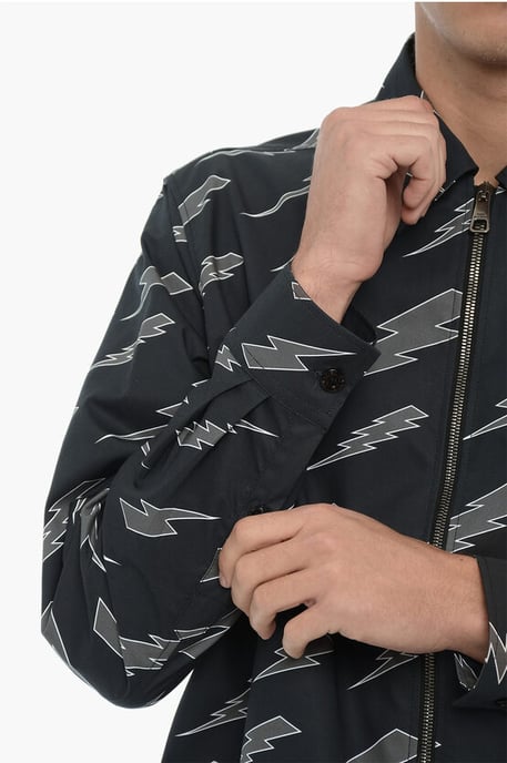 Bedrukt overshirt met ritssluiting in blauw - Image 4