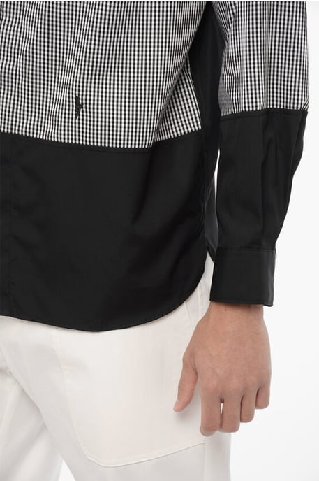 Patchwork katoenen shirt in zwart en wit - Image 4