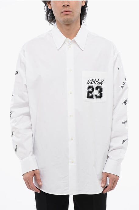 Oversize Fit 23 geborduurd overhemd in wit - Image 1