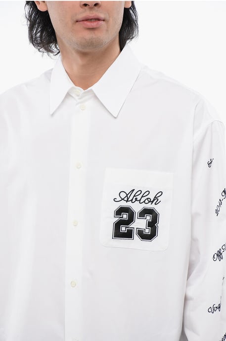 Oversize Fit 23 geborduurd overhemd in wit - Image 3