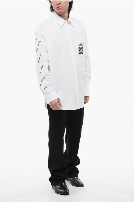 Oversize Fit 23 geborduurd overhemd in wit - Image 4