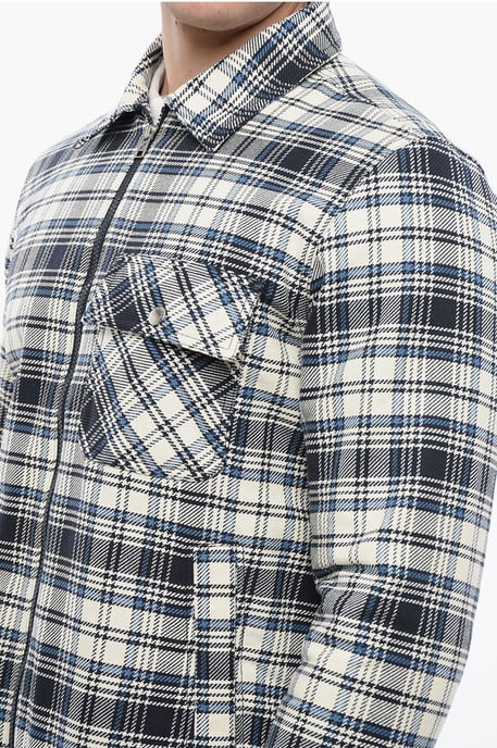 Gewatteerd geruit TIMBER overshirt in blauw - Image 3
