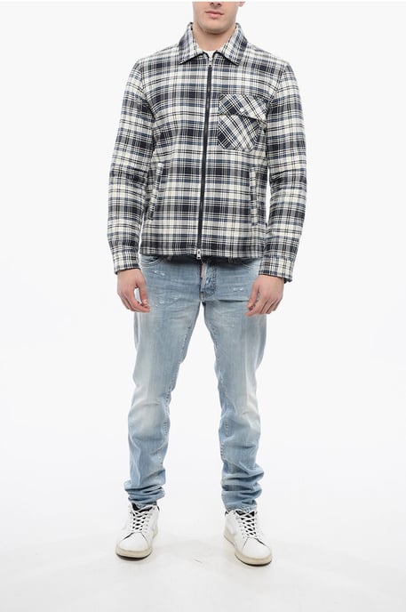 Gewatteerd geruit TIMBER overshirt in blauw - Image 4