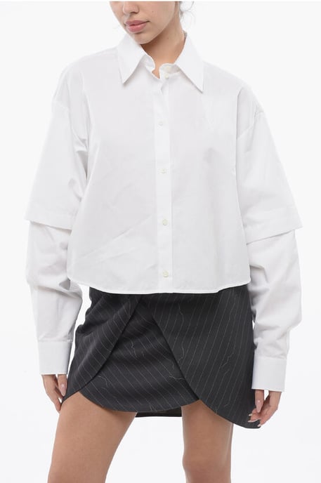 Dubbellaags BOOKISH-shirt met geborduurd logo in wit - Image 1