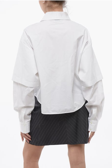 Dubbellaags BOOKISH-shirt met geborduurd logo in wit - Image 2