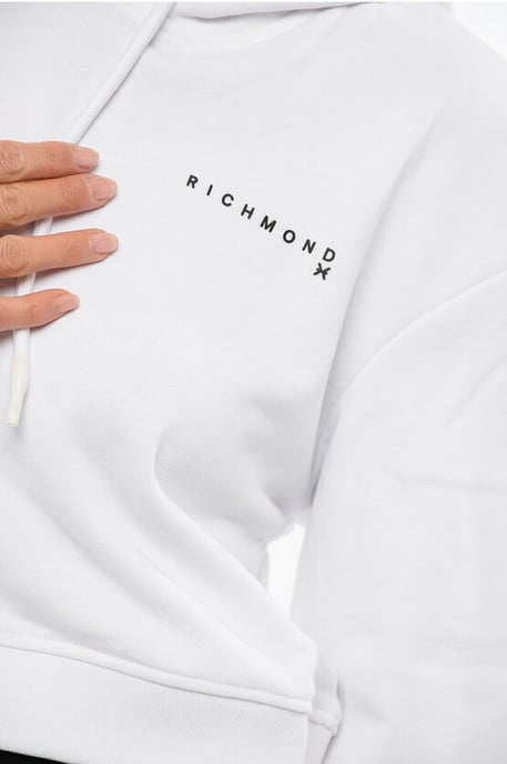 PISTIL Cropped Sweatshirt met reliëflogo in wit - Image 3