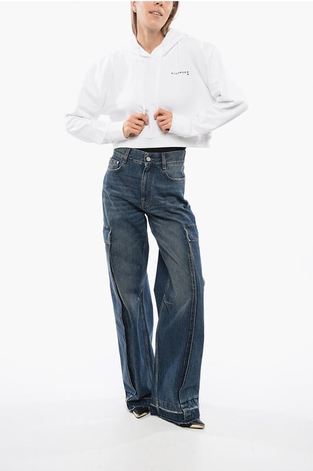 PISTIL Cropped Sweatshirt met reliëflogo in wit - Image 4