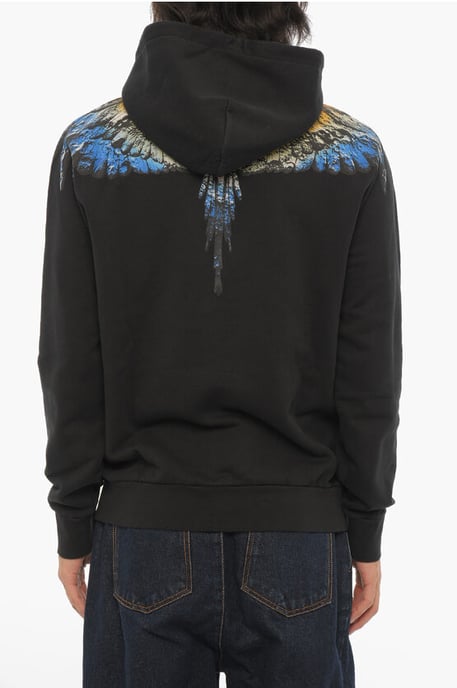 Geborstelde katoenen LUNAR WINGS hoodie in zwart - Image 2
