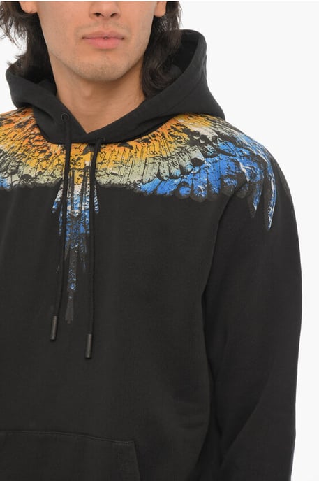 Geborstelde katoenen LUNAR WINGS hoodie in zwart - Image 3