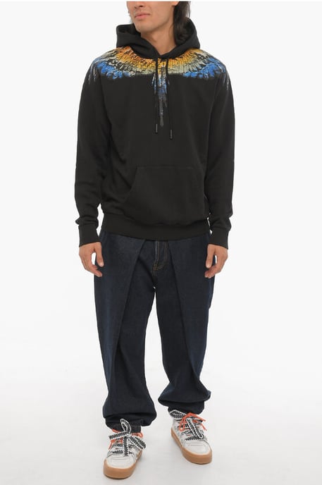 Geborstelde katoenen LUNAR WINGS hoodie in zwart - Image 4
