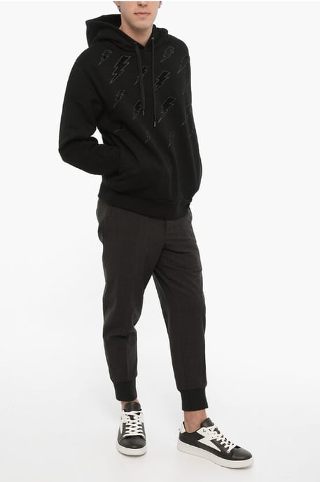 Easy Fit Hoodie met Fluwelen Bliksemflits in Zwart - Image 4