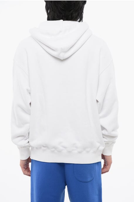 Geborstelde katoenen OFF-hoodie in wit - Image 2