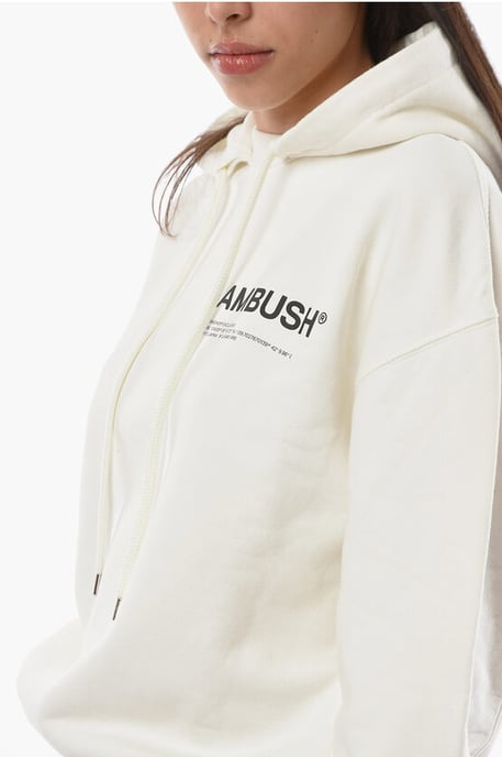 Geborsteld katoenen MULTICORD hoodie in wit - Image 3