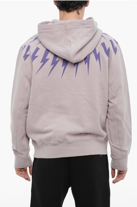 Fleece katoenen FAIRISLE THUNDERBOLT hoodie in violet - Image 2