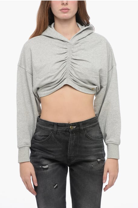 Katoenen cropped hoodie in grijs - Image 1