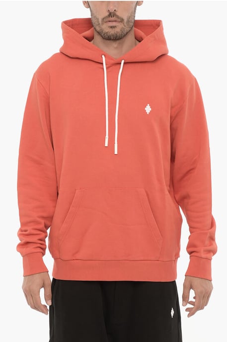 Geborstelde katoenen hoodie in oranje - Image 1
