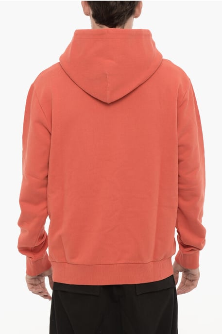 Geborstelde katoenen hoodie in oranje - Image 2