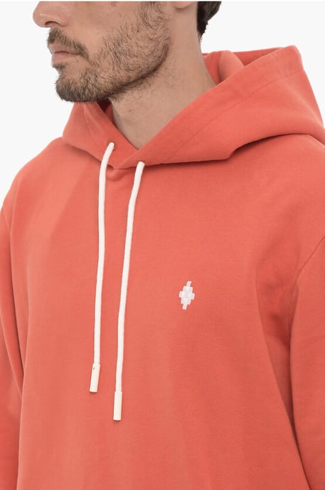Geborstelde katoenen hoodie in oranje - Image 3