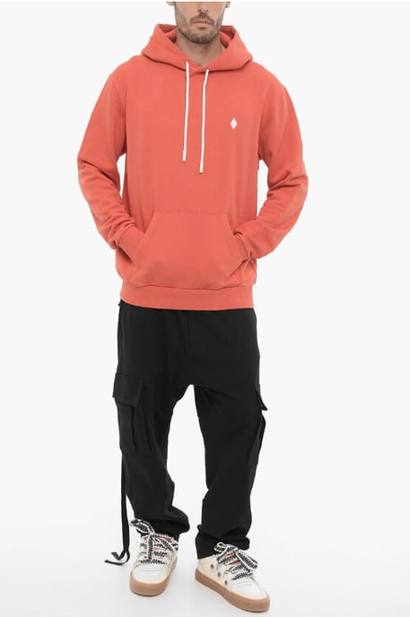 Geborstelde katoenen hoodie in oranje - Image 4