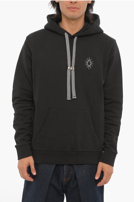 Katoenen ECLIPSE Hoodie met opgestikte zak in zwart - Image 1