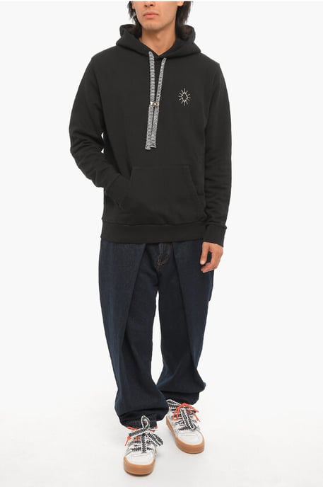 Katoenen ECLIPSE Hoodie met opgestikte zak in zwart - Image 4