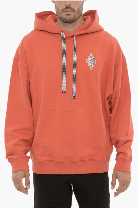 Katoenen OPTICAL CROSS Hoodie met opgestikte zak in rood - Image 1