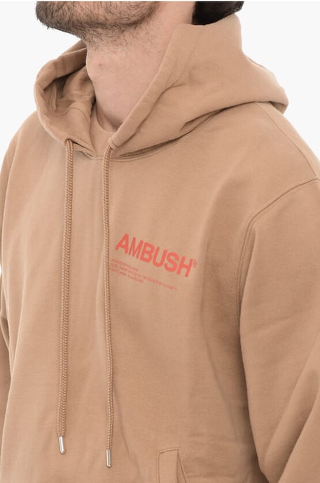 Fleece katoenen hoodie met twee zakken in bruin - Image 3