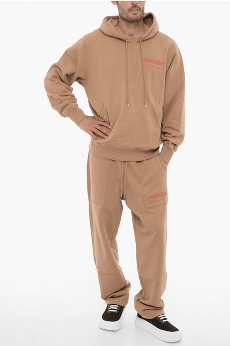 Fleece katoenen hoodie met twee zakken in bruin - Image 4