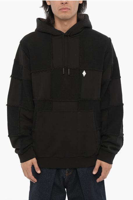 Effen katoenen hoodie in zwart - Image 1