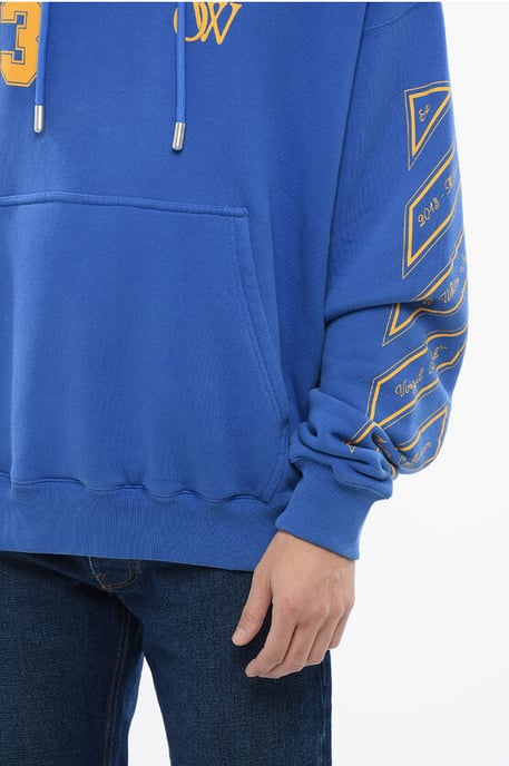 Geborsteld katoenen OW23 Skate Fit Hoodie in blauw - Image 3