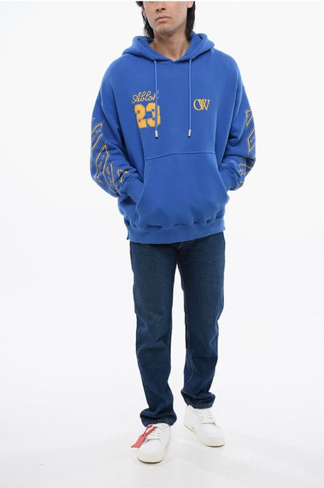 Geborsteld katoenen OW23 Skate Fit Hoodie in blauw - Image 4