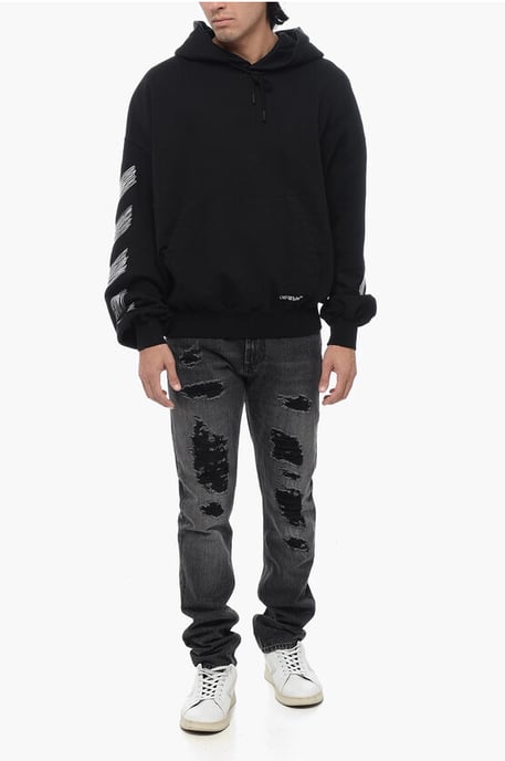 Off-White Scribble Diag Boxy Black Oversized Hoodie - Image 4
