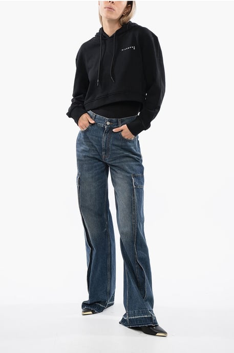 PISTIL Cropped Sweatshirt met reliëflogo in zwart - Image 4