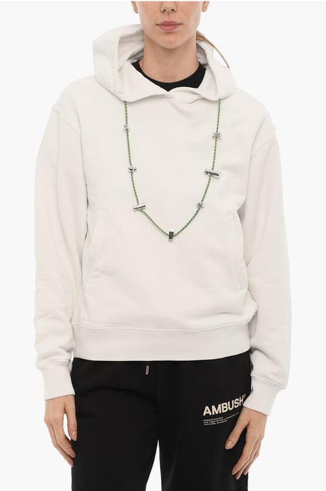 Effen STOPPERS hoodie met afneembare ketting in wit - Image 1