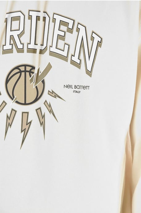 JAMES HARDEN x NEIL BARRETT Easy Fit Hoodie met bedrukt logo in beige - Image 3