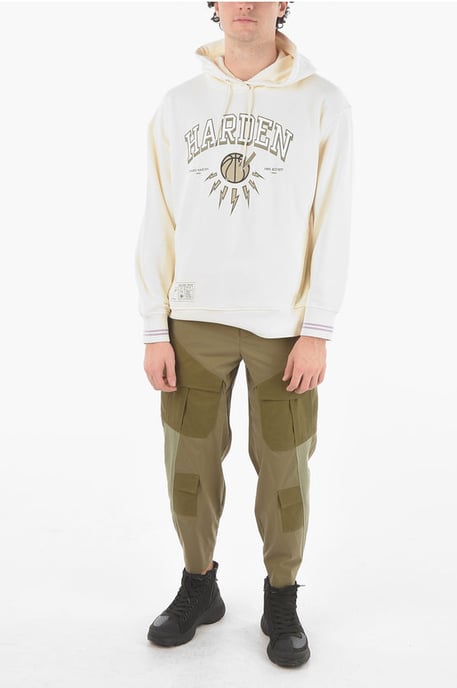 JAMES HARDEN x NEIL BARRETT Easy Fit Hoodie met bedrukt logo in beige - Image 4