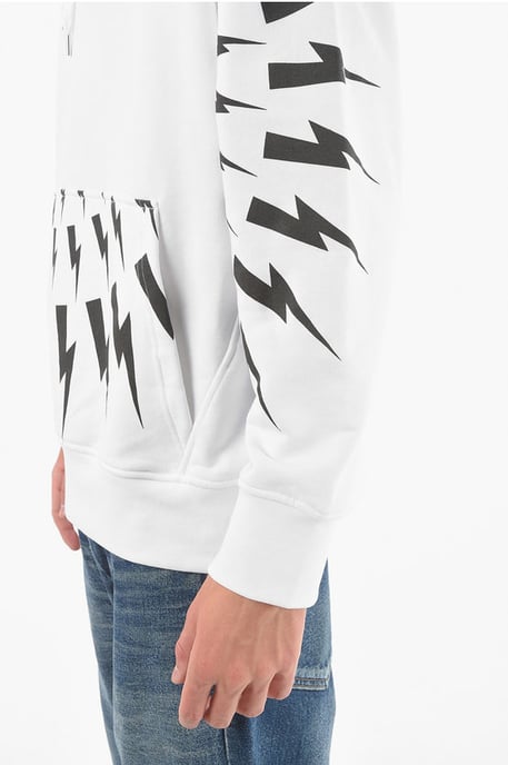 Maxi Patch Pocket Front RADIAL FAIR-ISLE THUNDERBOLT Hoodie in zwart-wit - Image 3