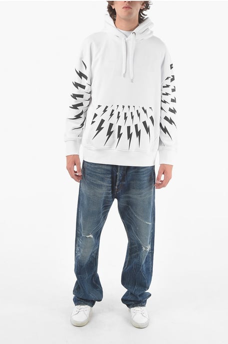 Maxi Patch Pocket Front RADIAL FAIR-ISLE THUNDERBOLT Hoodie in zwart-wit - Image 4