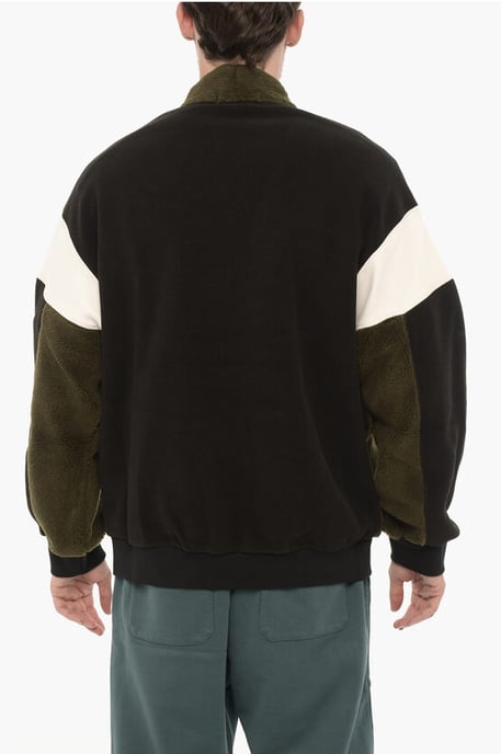Fleece KIMONO Sweatshirt in kleurblok in Nero, Verde - Image 2