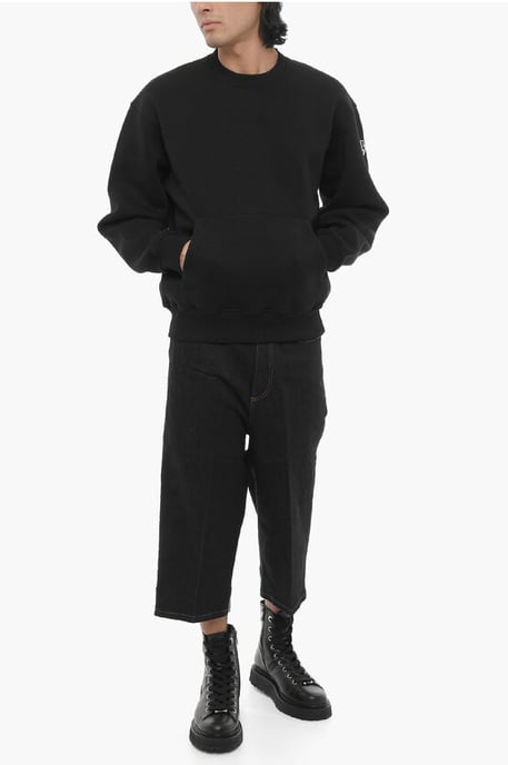 Fleecekatoenmix Easy Fit ronde hals sweatshirt in zwart - Image 4