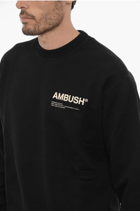 Sweatshirt met ronde hals van geborsteld katoen en bedrukt logo in het zwart - Image 3