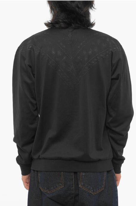 Effen sweatshirt met bandanamotief en ritssluiting in zwart - Image 2