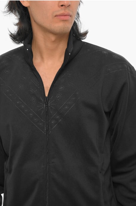 Effen sweatshirt met bandanamotief en ritssluiting in zwart - Image 3