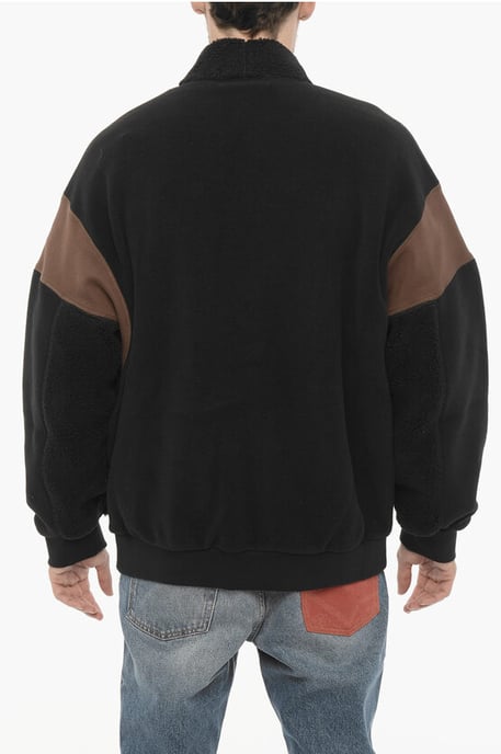 Fleece tweekleurige KIMONO-sweatshirt in Marrone, Nero - Image 2