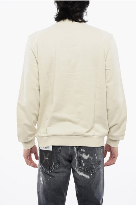 Geborsteld katoenen sweatshirt met ronde hals en logoprint - Image 2